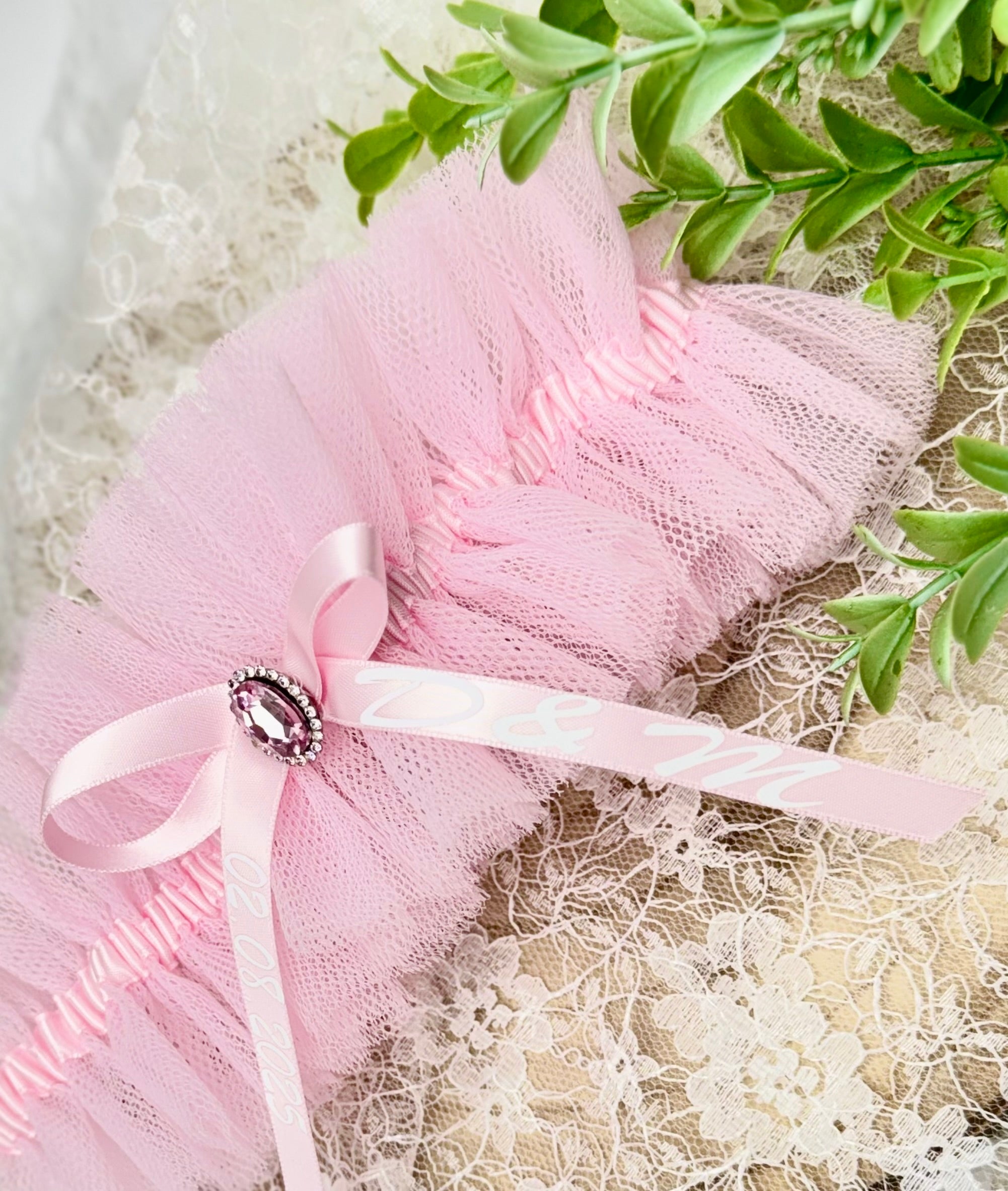 Podwiązka tiulowa- Różowa