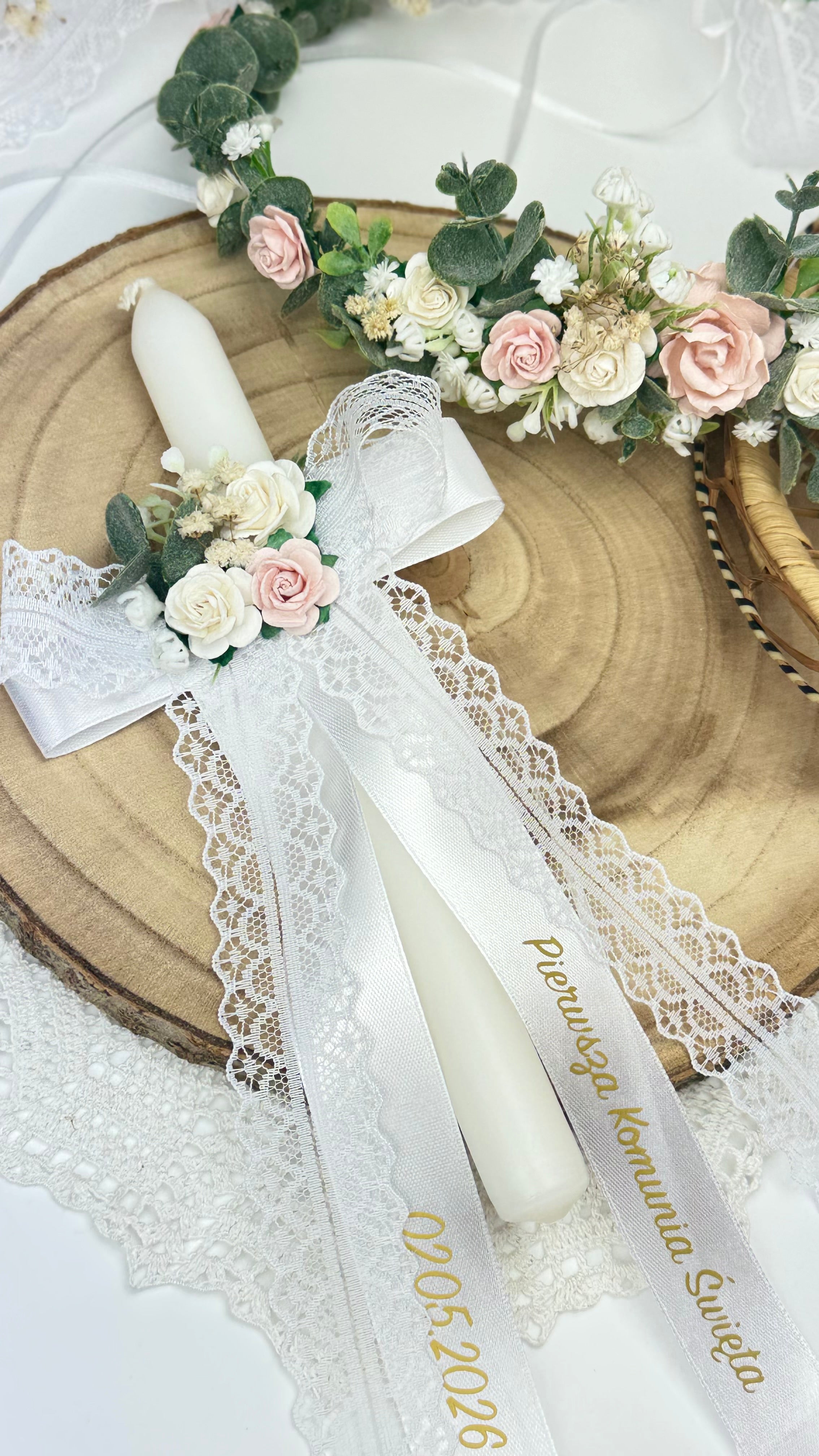 Rustykalny wianuszek oraz ozdoba do świecy