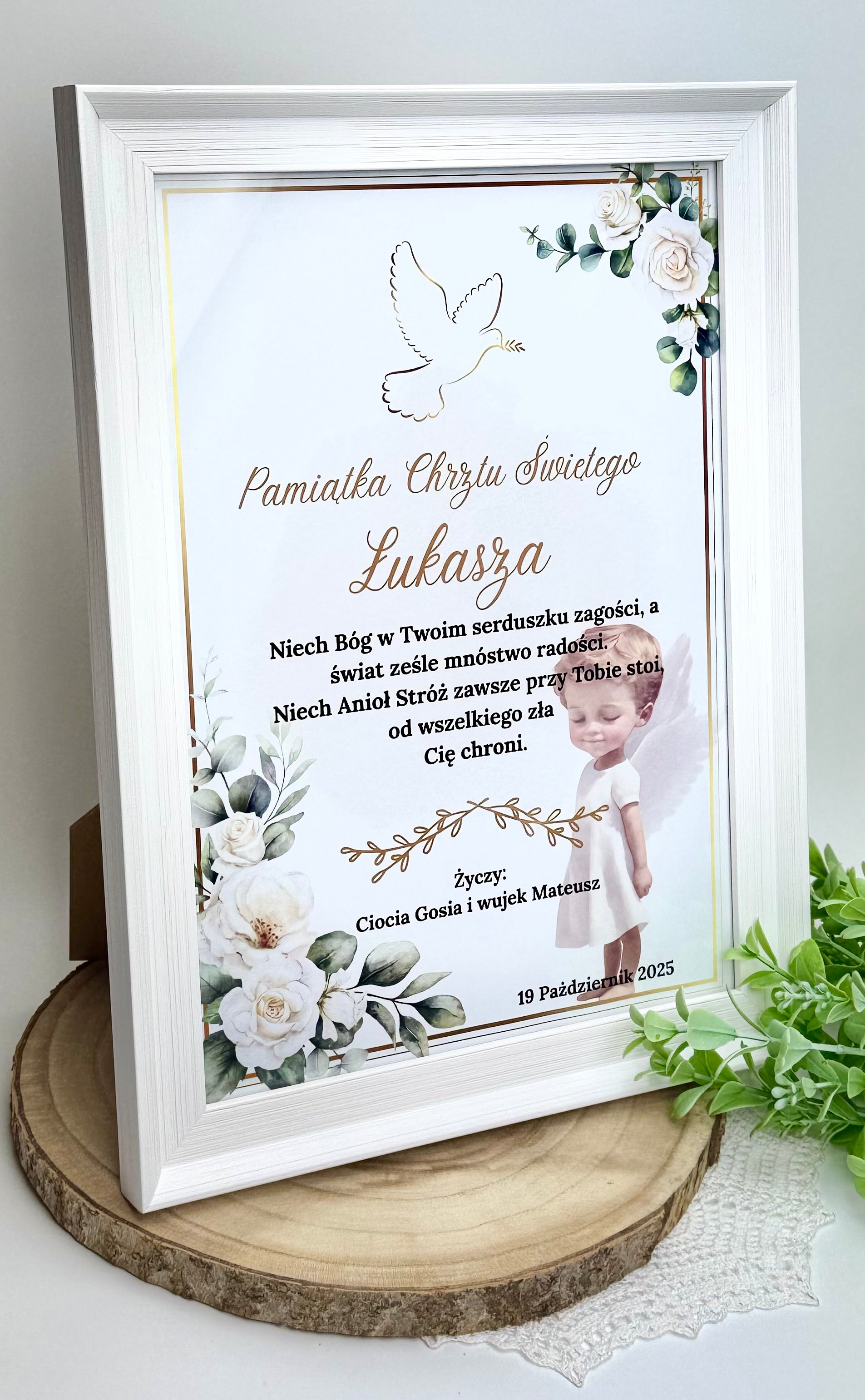 Ramka rozmiar A4- Pamiątka Chrztu Świętego w postaci ramki