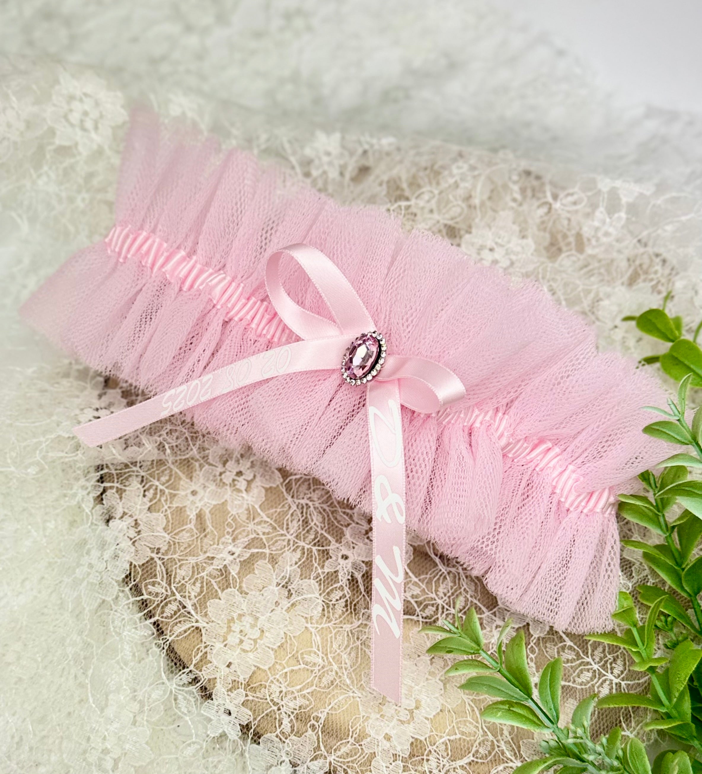 Podwiązka tiulowa- Różowa