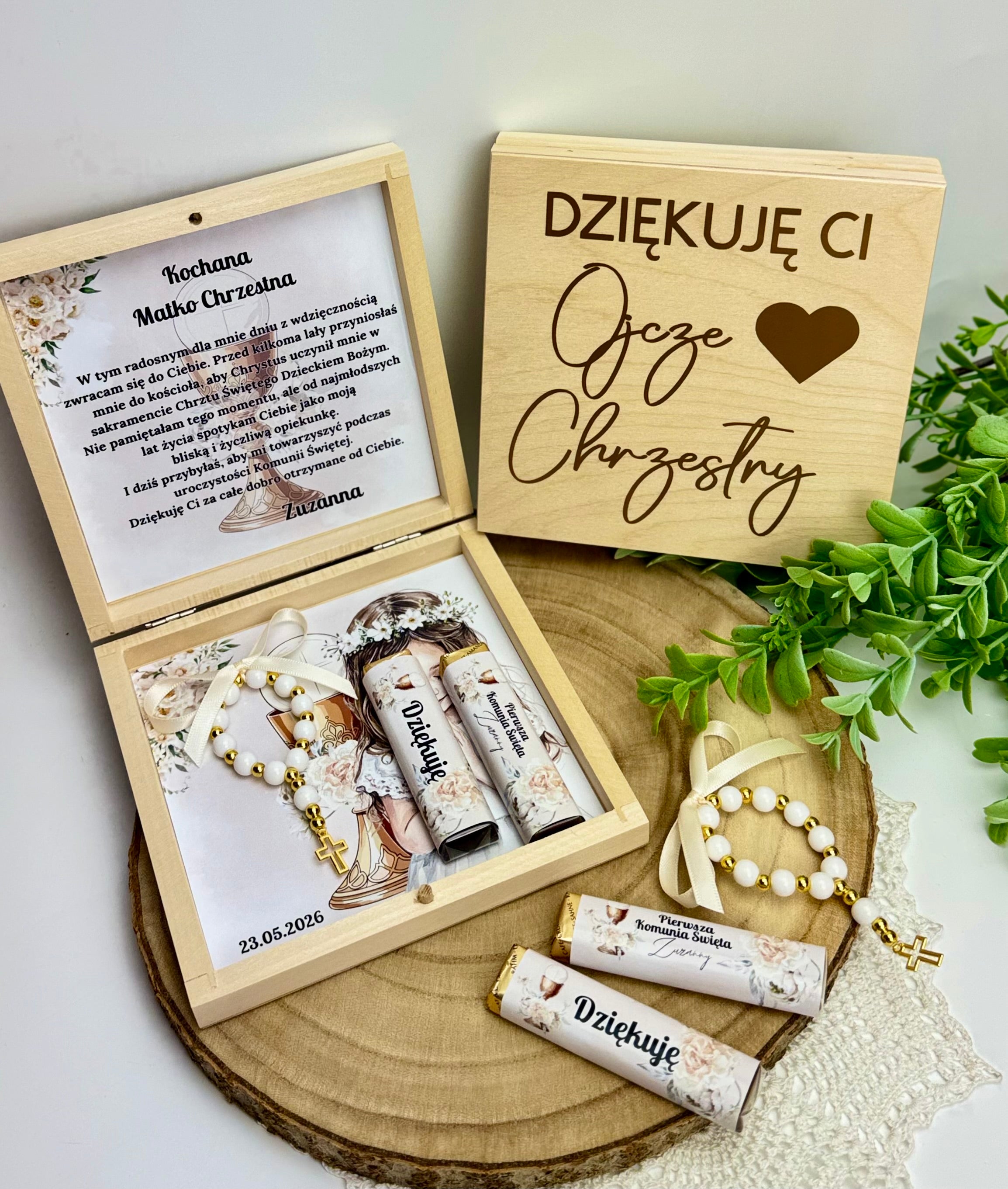 Pudełeczko jako podziękowanie dla Chrzestnym / Chrzestną - wzór 1