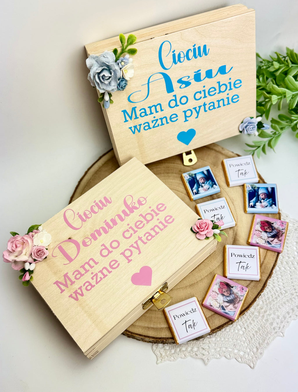 Pudełeczko z czekoladkami – wyjątkowe zapytanie o zostanie Chrzestnym / Chrzestną. Wzór 2