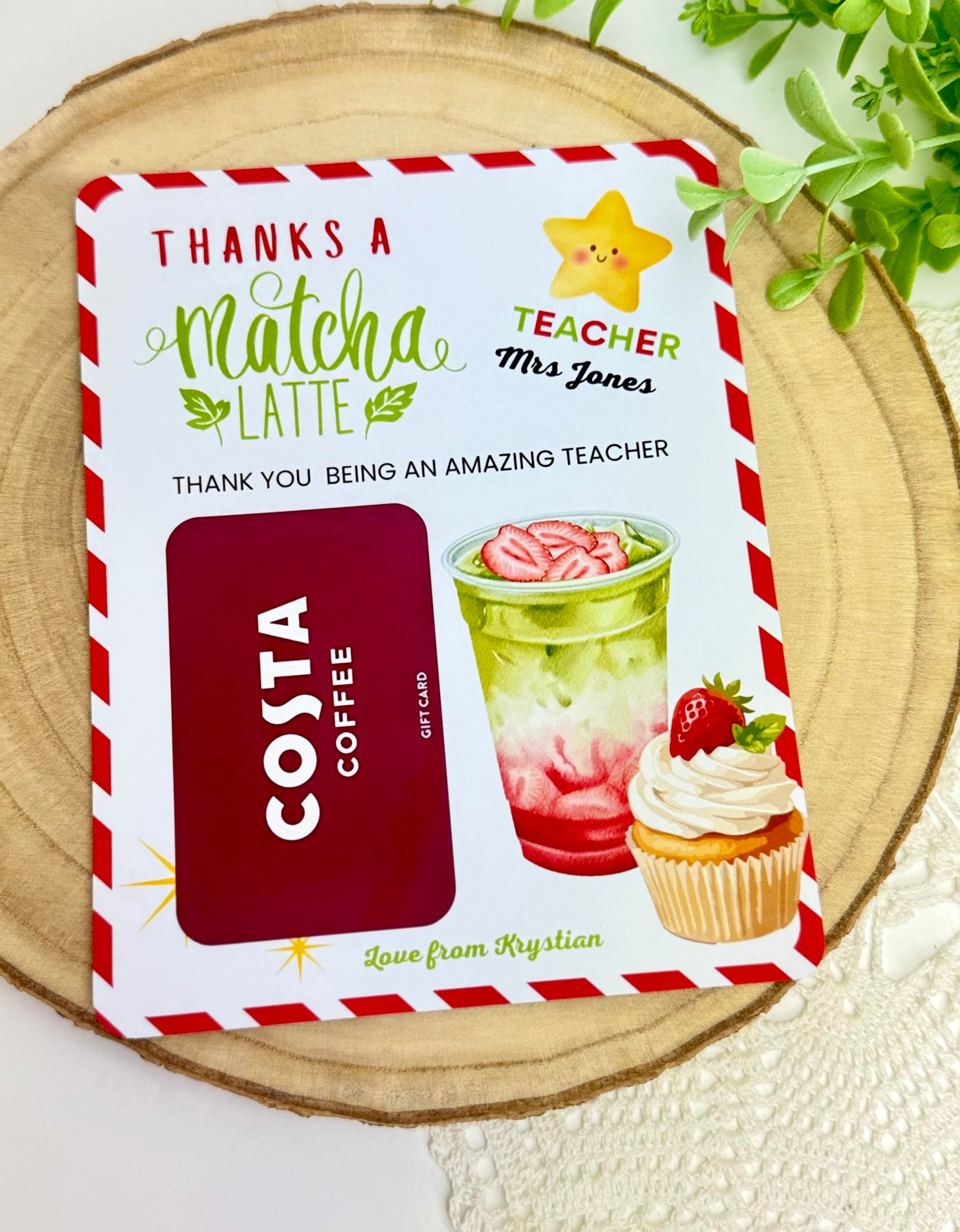Kartka na kartę podarunkową Matcha- idealny prezent dla nauczyciela