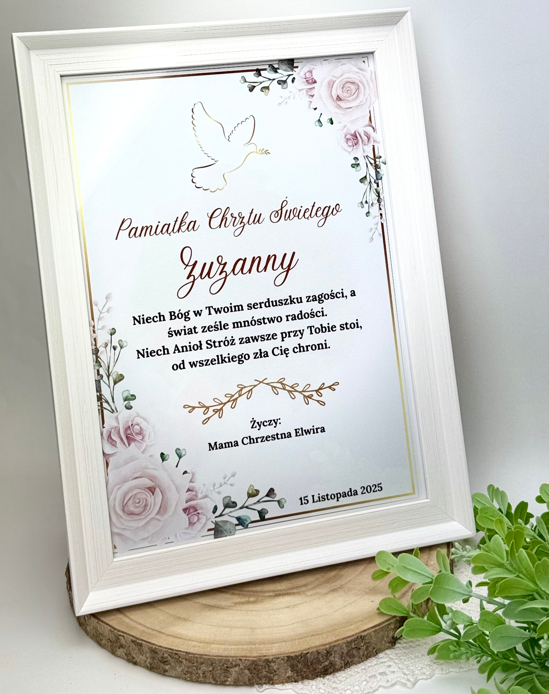 Ramka rozmiar A4- Pamiątka Chrztu Świętego w postaci ramki