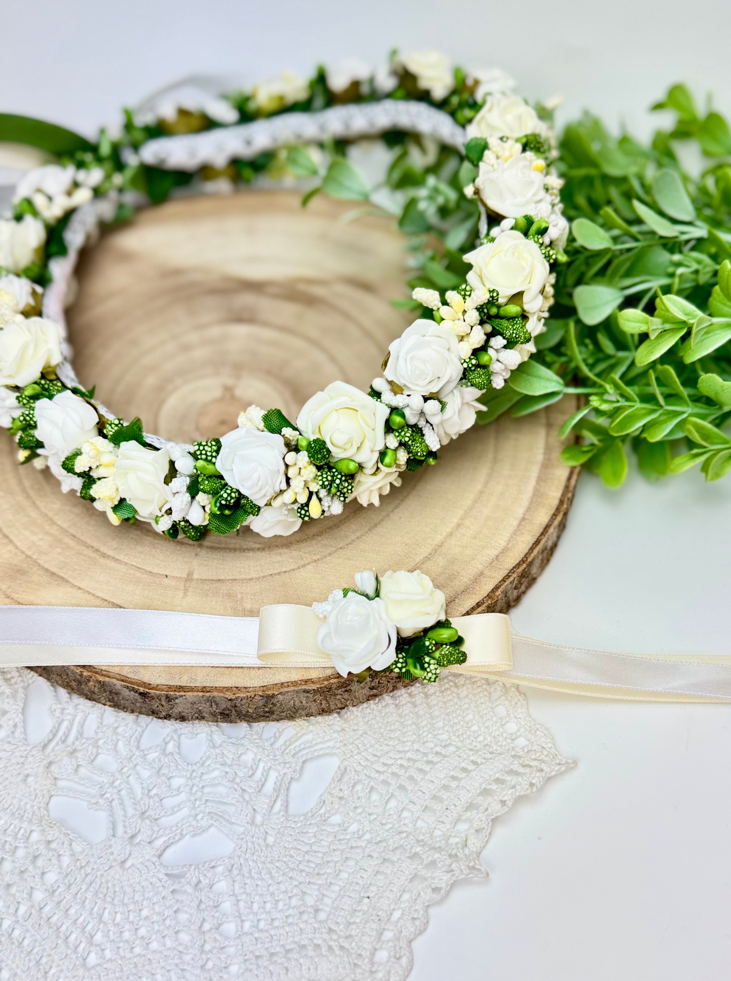 Zestaw komunijny- Wianuszek oraz bransoletka