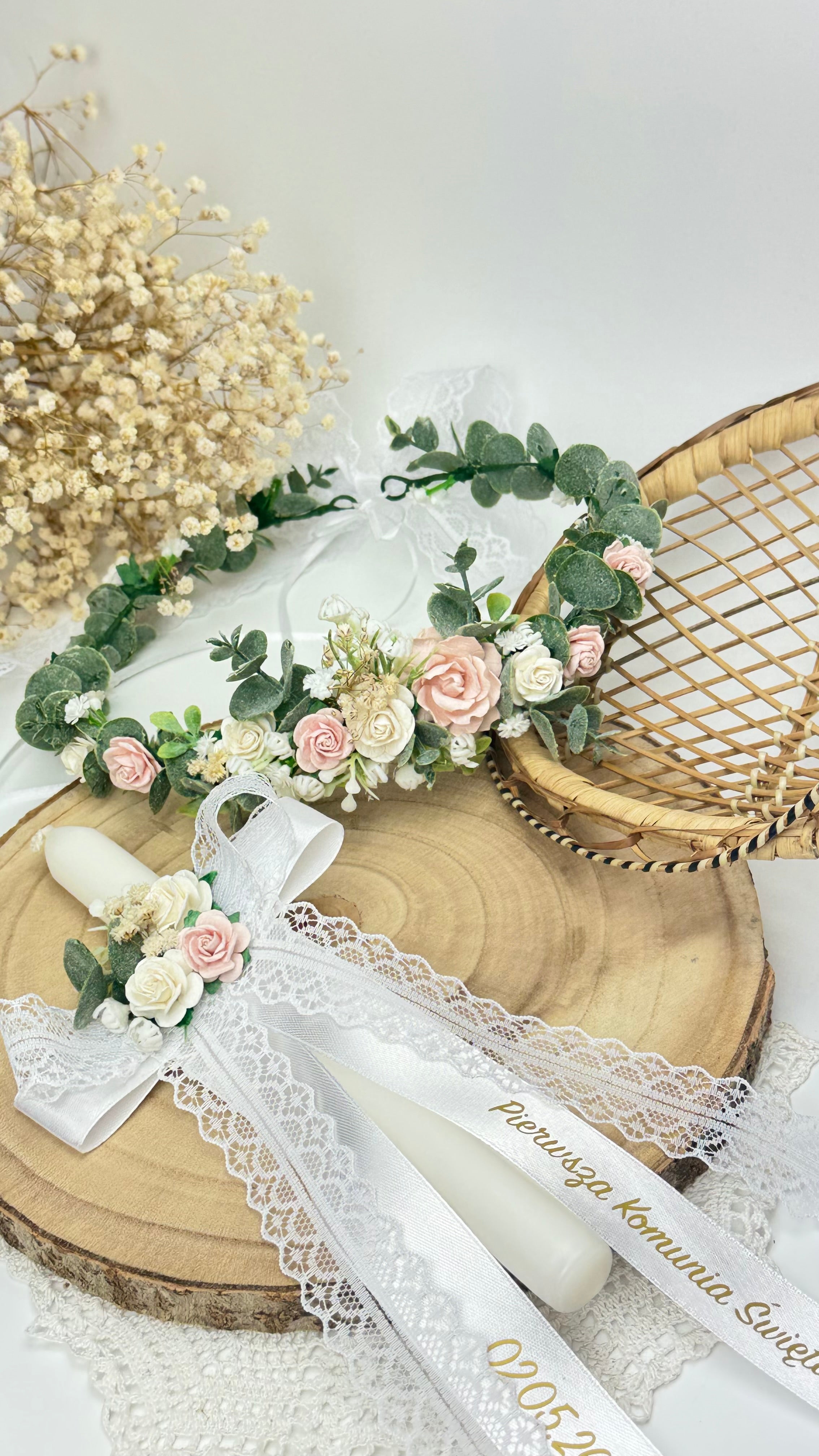 Rustykalny wianuszek oraz ozdoba do świecy