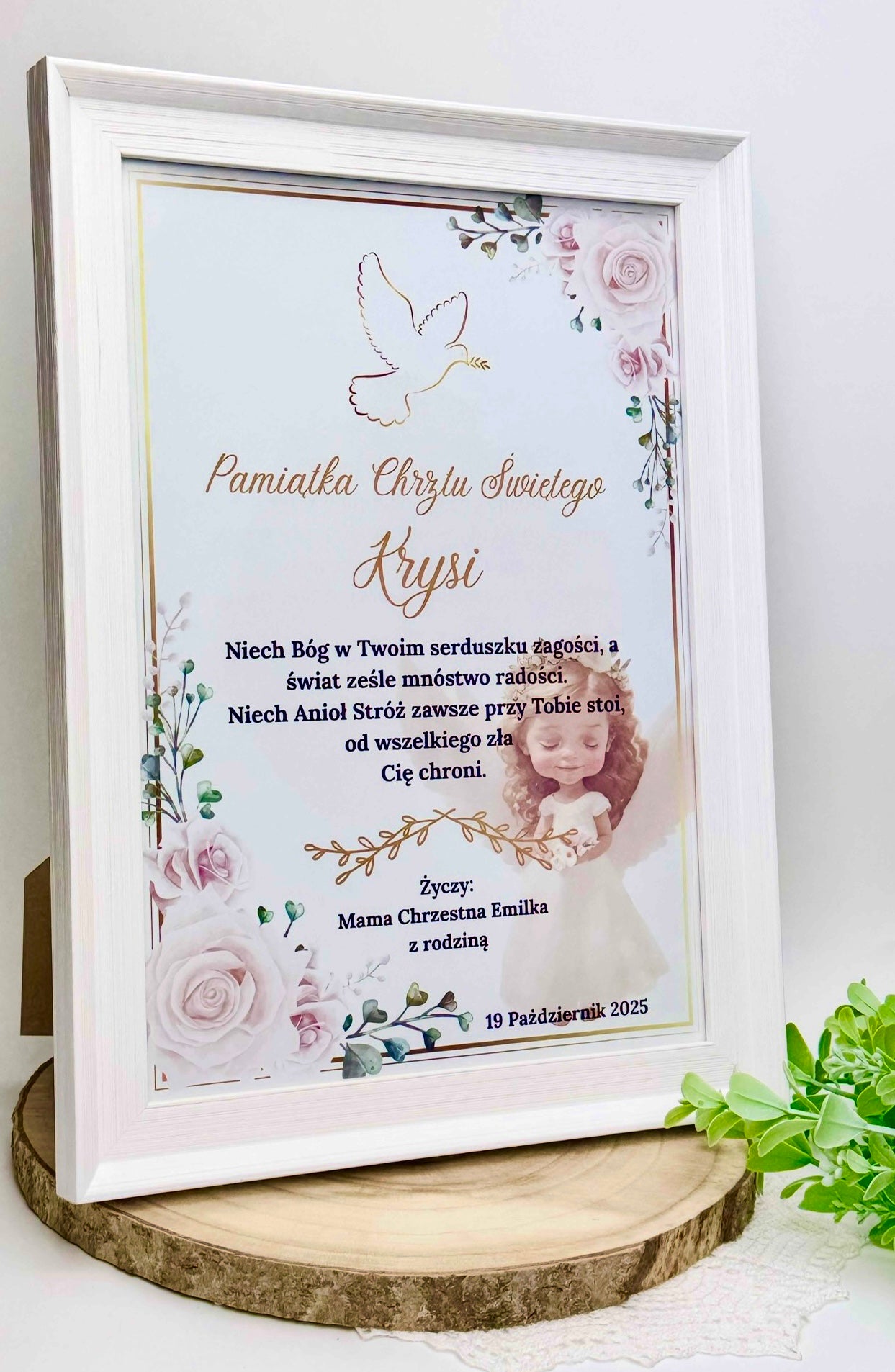 Ramka rozmiar A4- Pamiątka Chrztu Świętego w postaci ramki