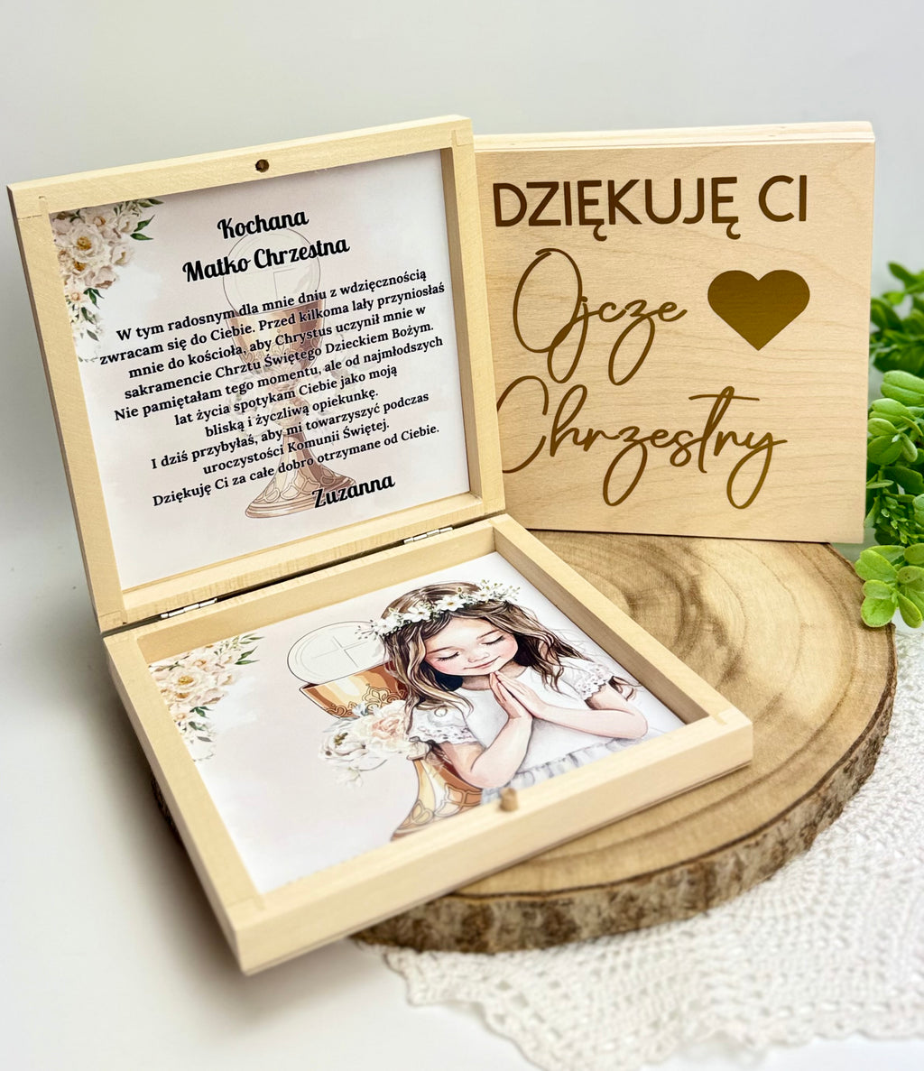 Pudełeczko jako podziękowanie dla Chrzestnym / Chrzestną - wzór 3
