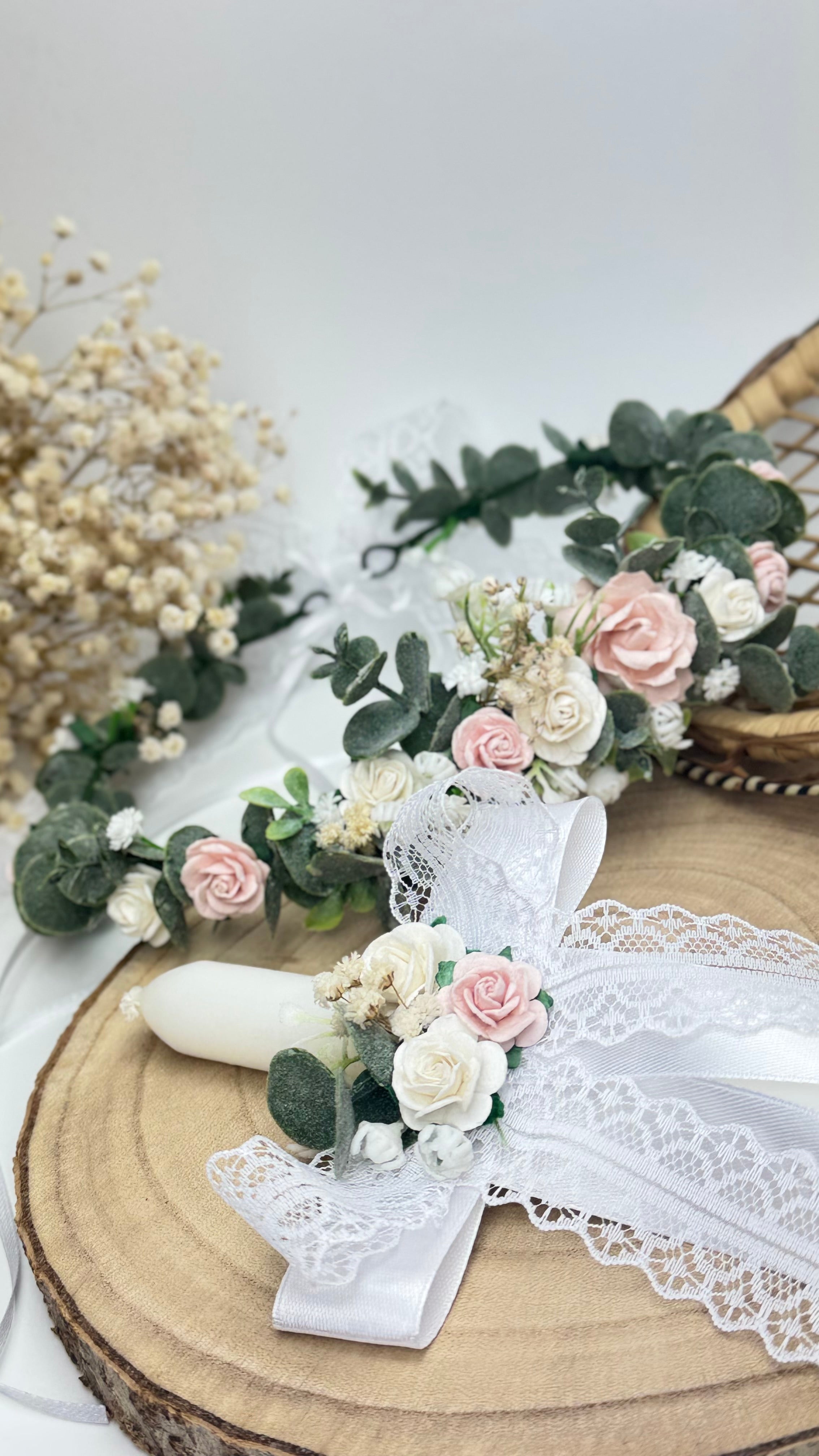 Rustykalny wianuszek oraz ozdoba do świecy