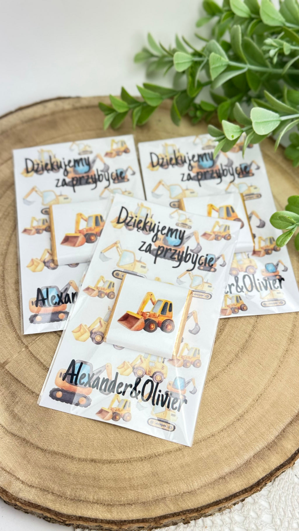 Urodzinowe Czekoladki z karteczką- 20 sztuk ( koparka )