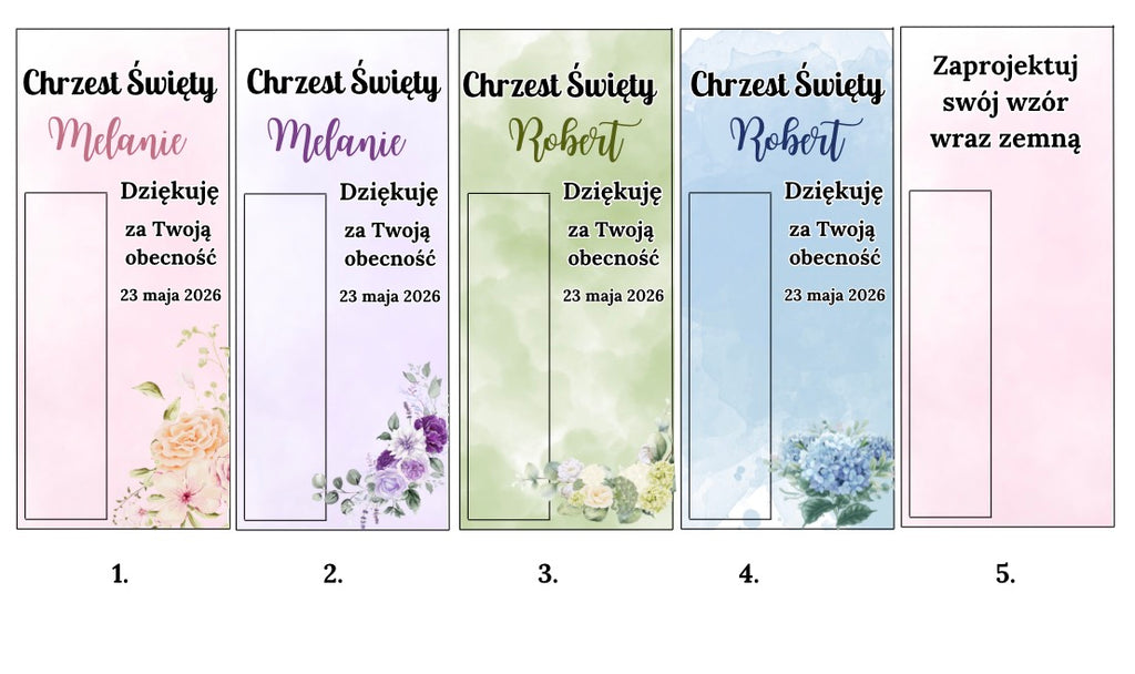Upominek dla gości – elegancka czekoladka Merci na Chrzest Święty