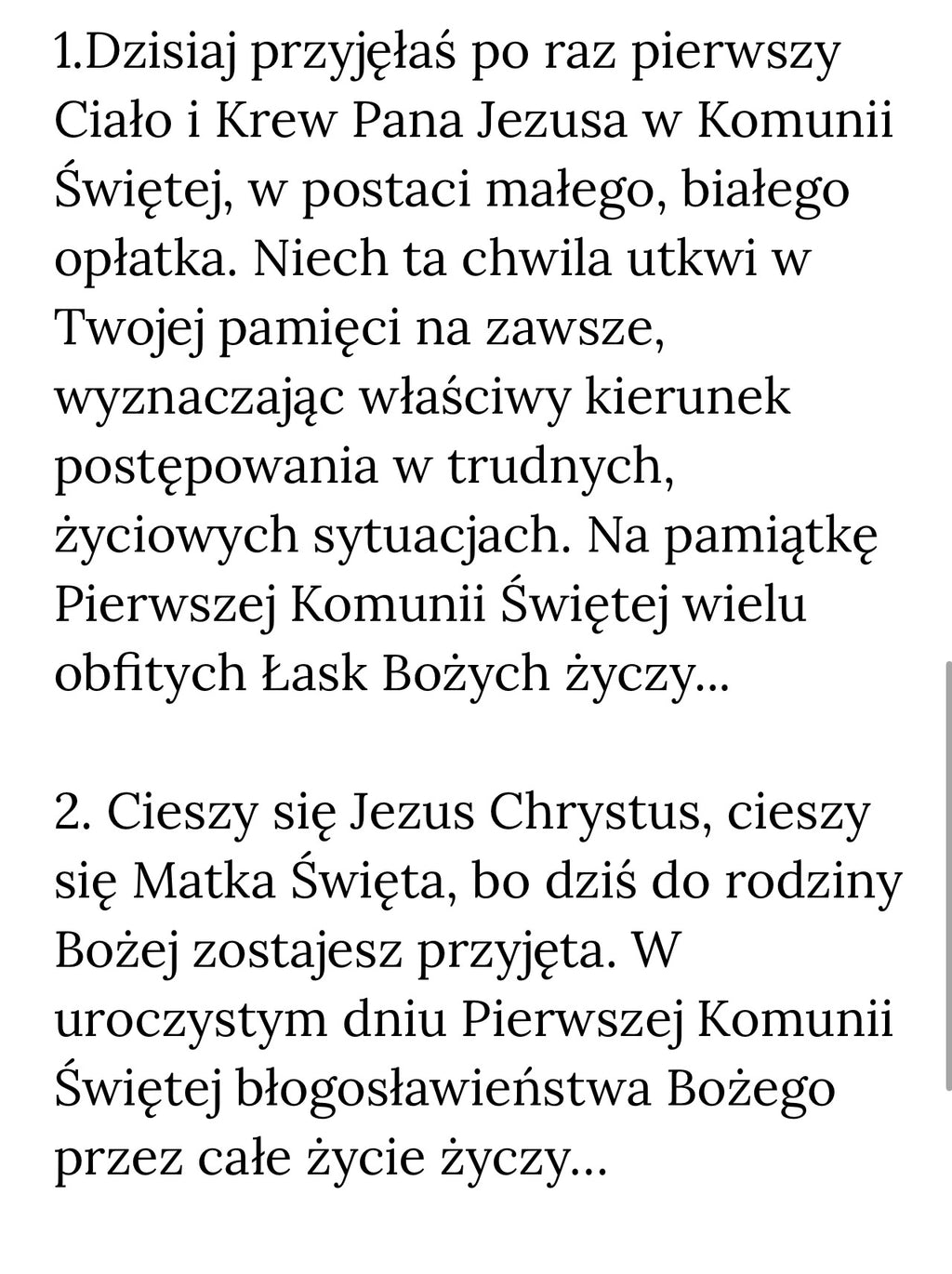 Pamiątka z okazji Pierwszej Komunii Świętej