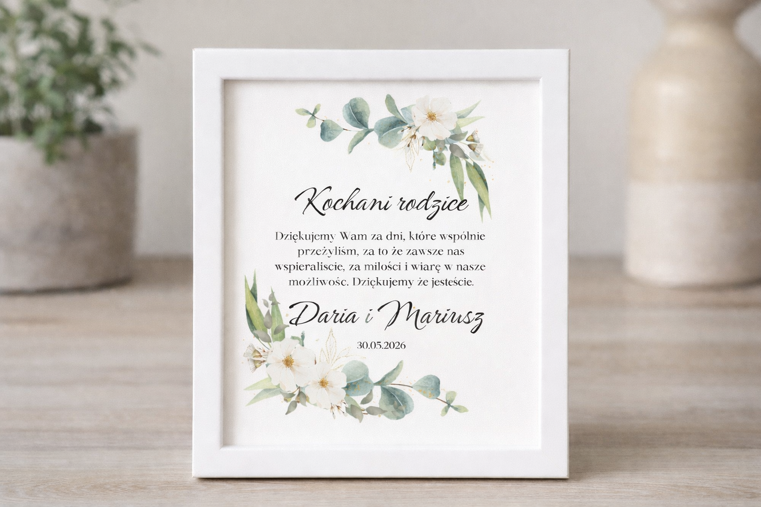 Ramka rozmiar A4- Podziękowanie dla rodziców w postaci ramki