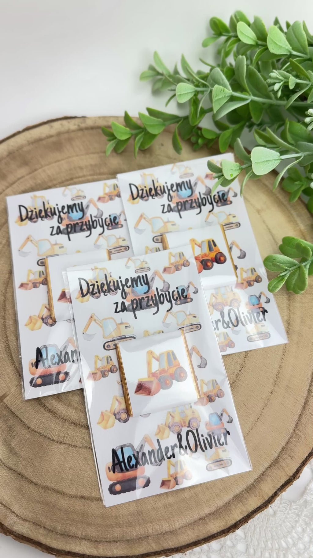 Urodzinowe Czekoladki z karteczką- 20 sztuk ( koparka )