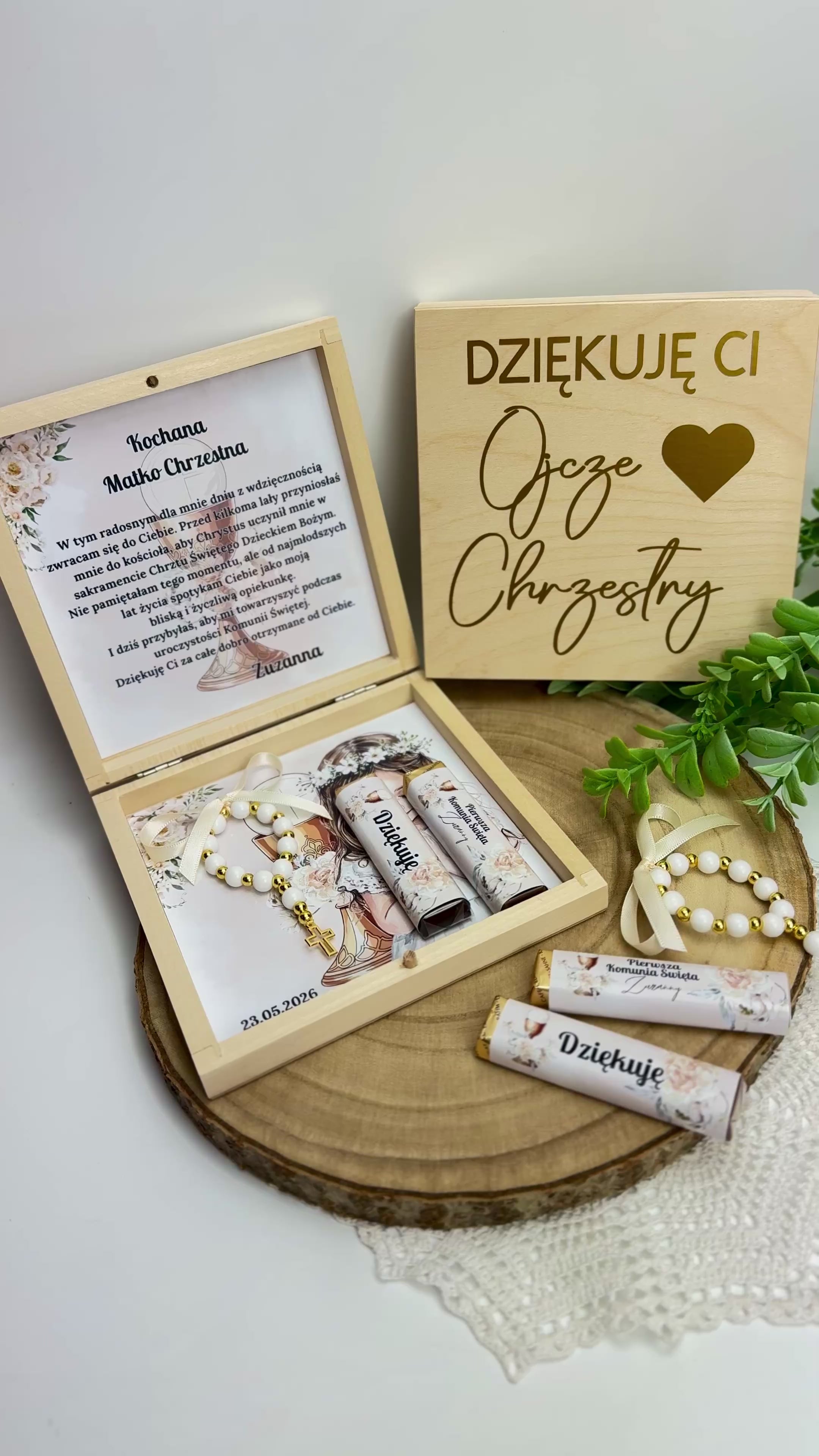 Pudełeczko jako podziękowanie dla Chrzestnym / Chrzestną - wzór 1